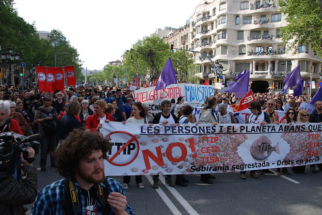 TTIP protest in Barcelona, Spain. 