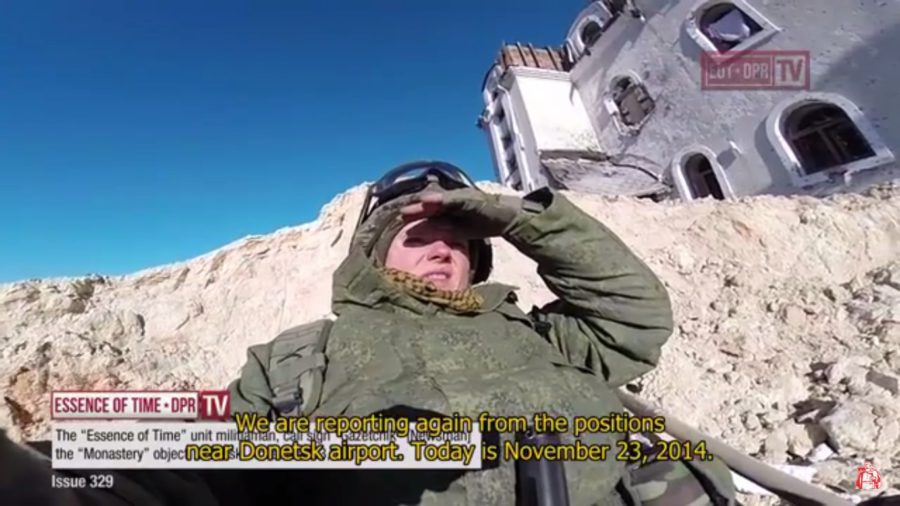 Gazetchik near the Monastery position, Donetsk airport. The report was filmed on November 23, 2014. On January 17, 2015, three "Essence of Time" unit members gave their lives to stop the joint attack of "Right Sector" Nazis and Ukrainian army against this position. Capturing it would allow Ukrainian fascists to enter Donetsk