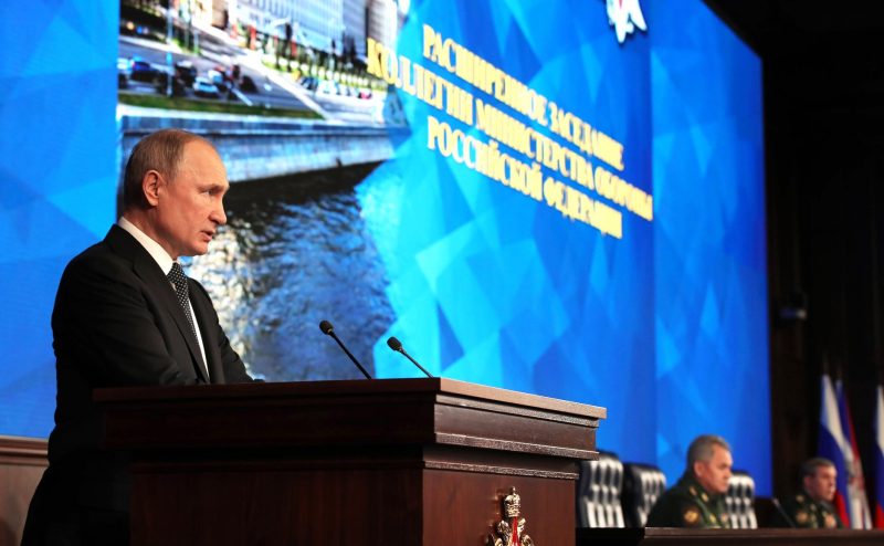 Vladimir Putin at an extended session of the Russian Defense Ministry Board