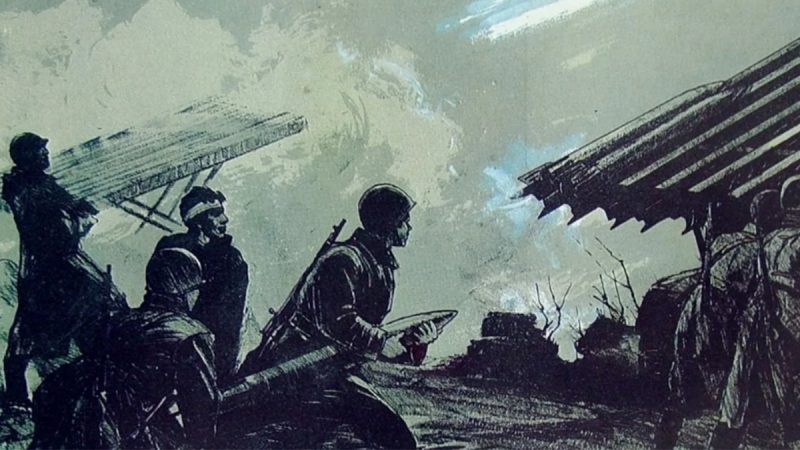 A drawing about the war by Fyodor Usypenko, 1940s.