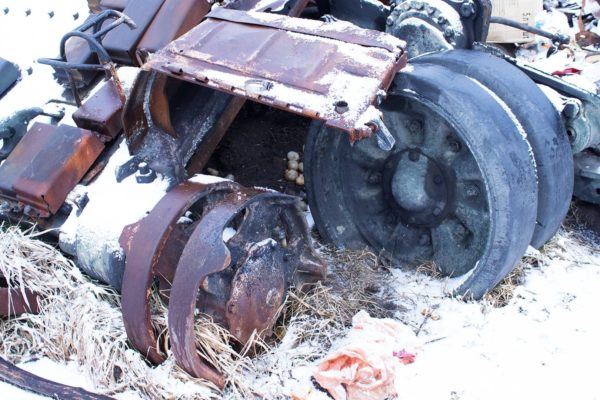 Parts of a destroyed T-72 tank of the Ukrainian armed units. Lisichansk 2023 Vyacheslav Yakovenko © Rossa Primavera News Agency