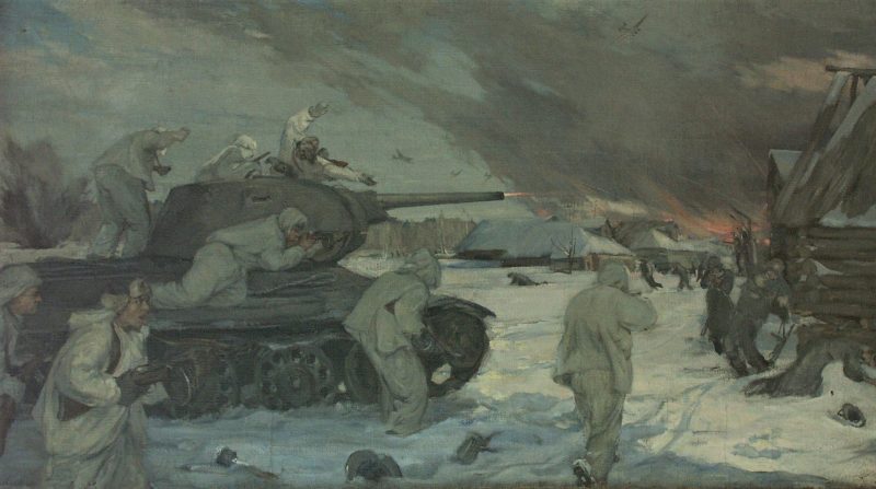 Tank-borne infantry by Aleksey Liberov, 1944.