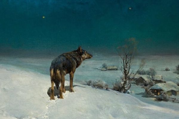 A wolf by Alfred Verusz-Kowalski, around 1900.