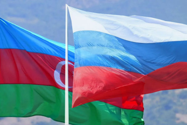 Azerbaijani and Russian banners