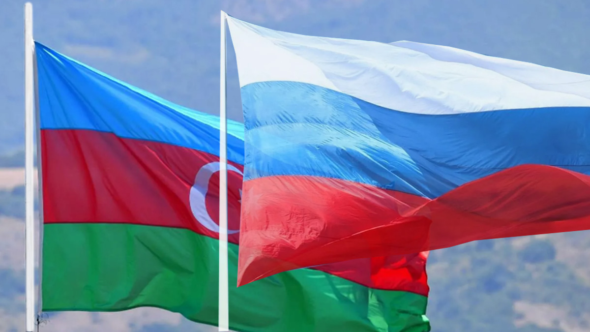 Azerbaijani and Russian banners