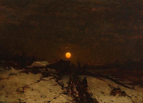 Landscape at dusk by Ludwig Munthe, 1800s.