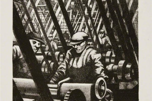 Making the Engine by C. R. W. Nevinson, 1917.