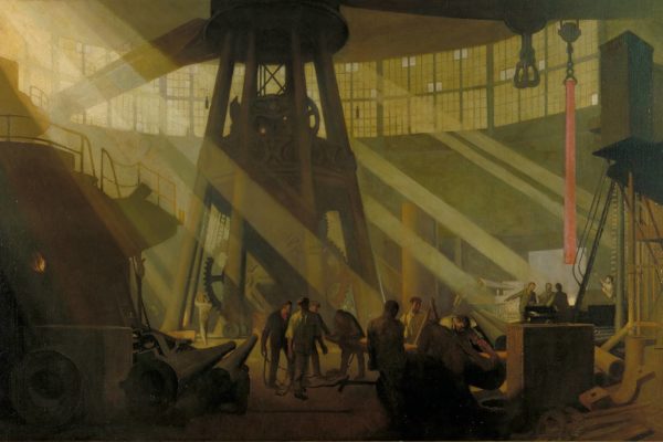 George Clausen. In the Gun Factory at Woolwich Arsenal. 1918