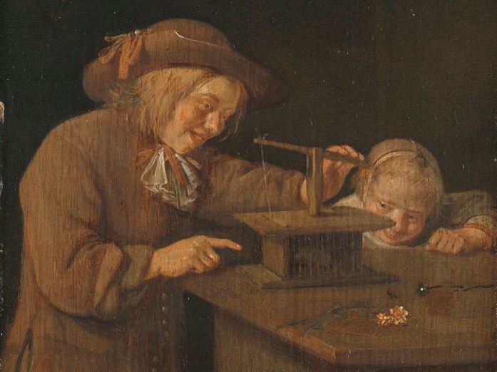 The Mousetrap by Quiringh Gerritsz van Brekelenkam (a fragment). 1660
