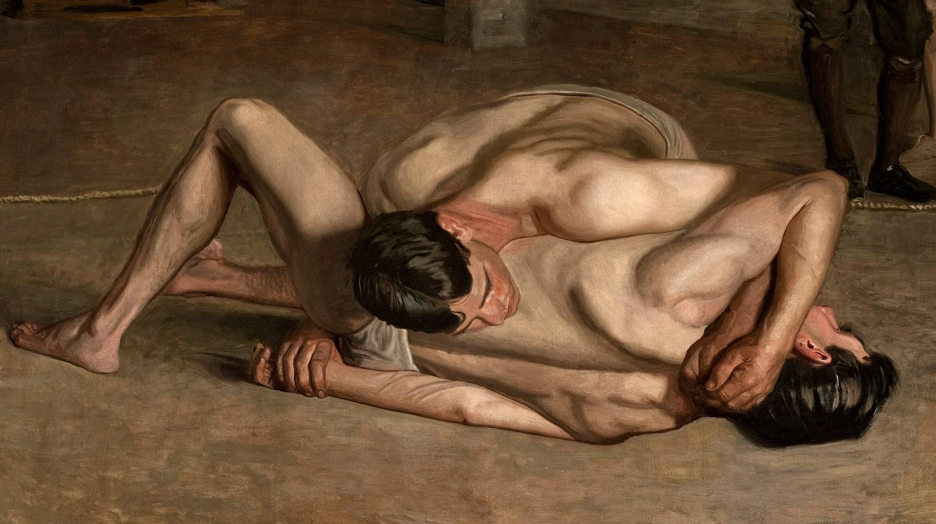 Wrestlers by Thomas Eakins (a fragment), 1899
