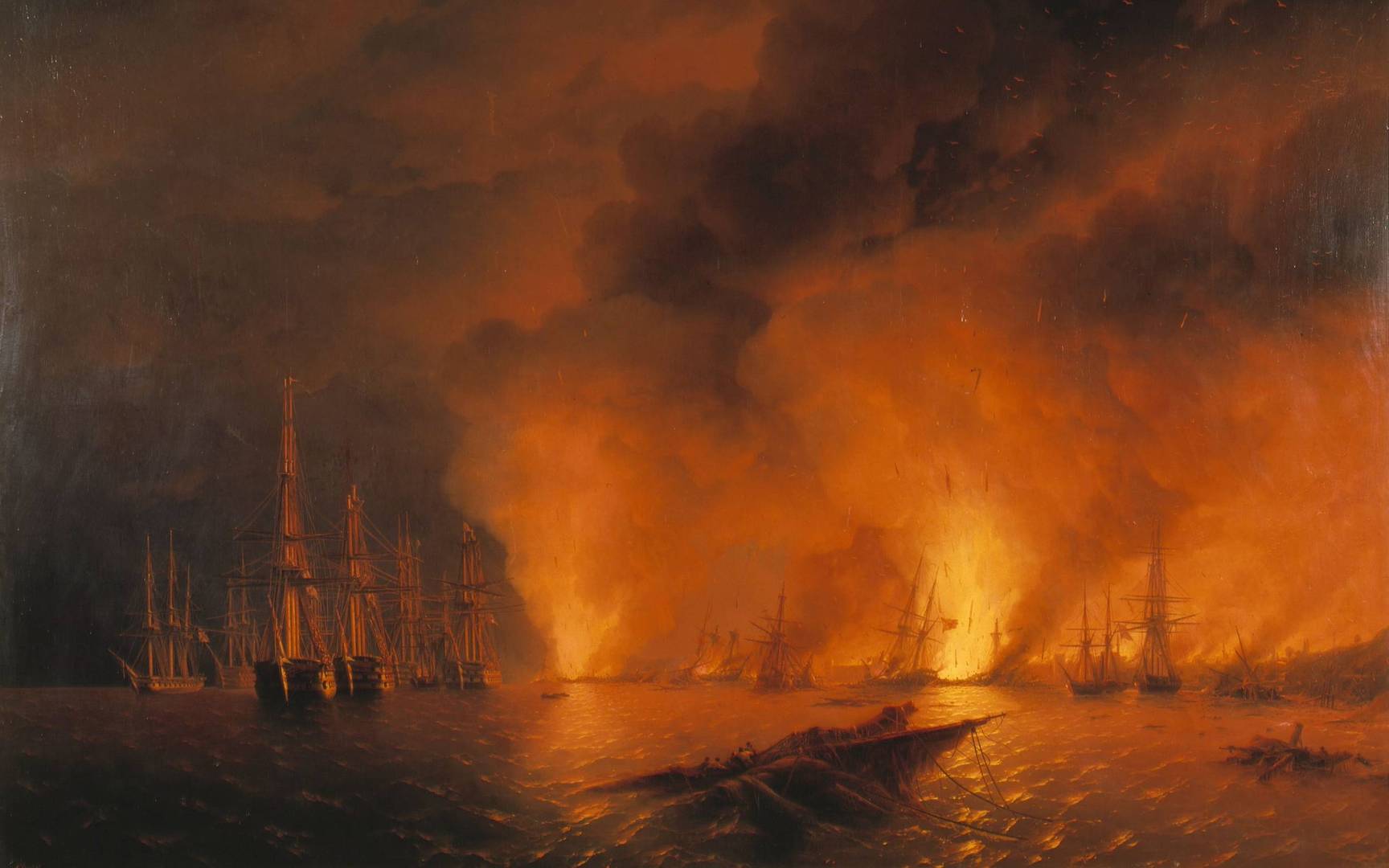 Ivan Aivazovsky. Sinop. The Night after the Battle of November 18, 1853.