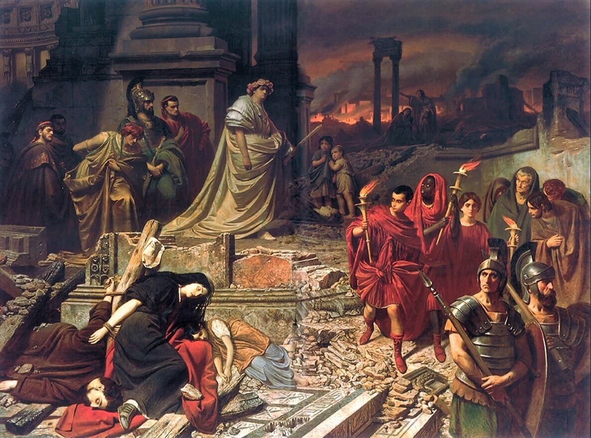 Karl Theodor von Piloty. Nero, Admiring Burning Rome. 1861