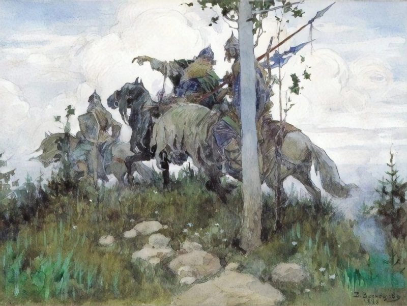 Knights riding on horseback