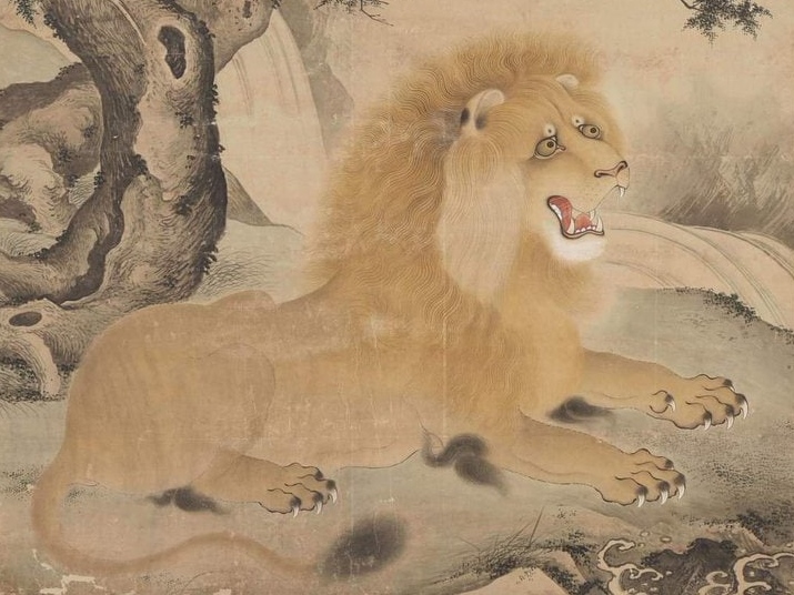 Painting of a lion from Samarkand sent to the Chinese emperor as a gift, 14-15 centuries B.C.E.