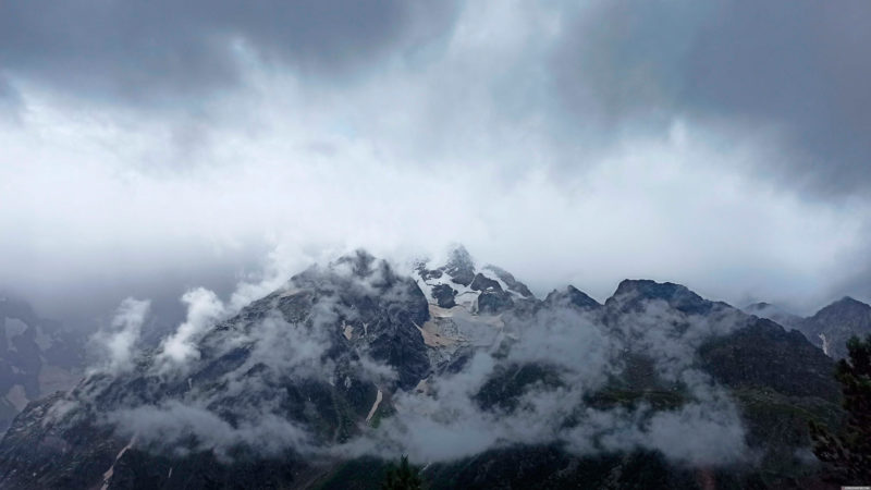 The main Caucasus ridge in bad weather