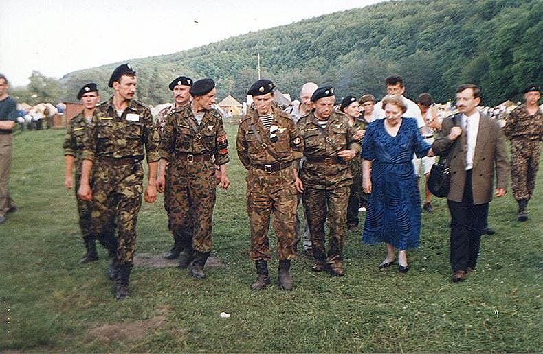 Slava Stetsko in Stepan Bandera* camp of the Trisub nationalist organization (third left in the front row - Dmitriy Yarosh)