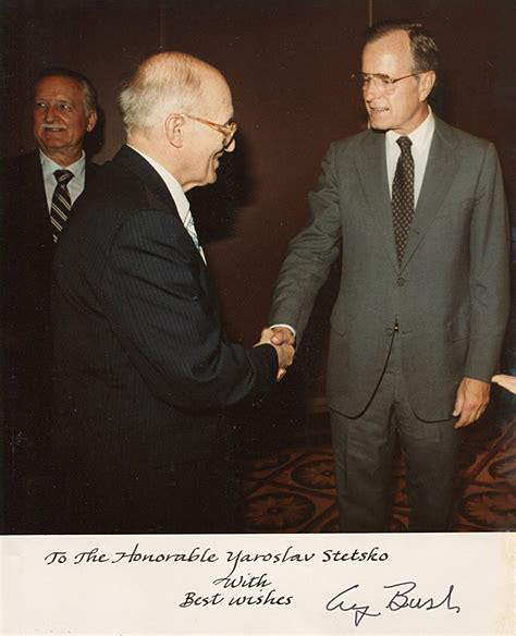 Jaroslaw Stezko und US-Vizepräsident George Bush Senior