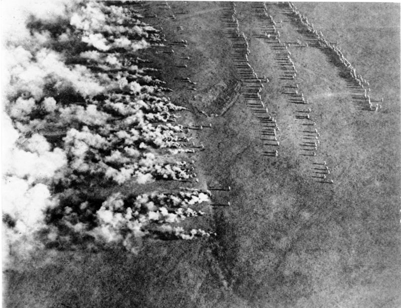 The spraying of chemical warfare agents by the Germans