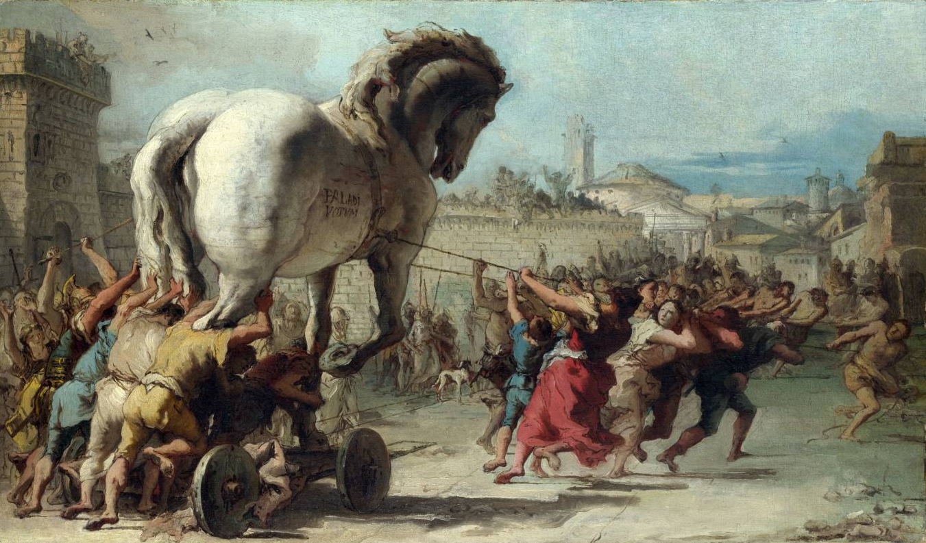 The Procession of the Trojan Horse into Troy by Giovanni Domenico Tiepolo. (approx. 1760)