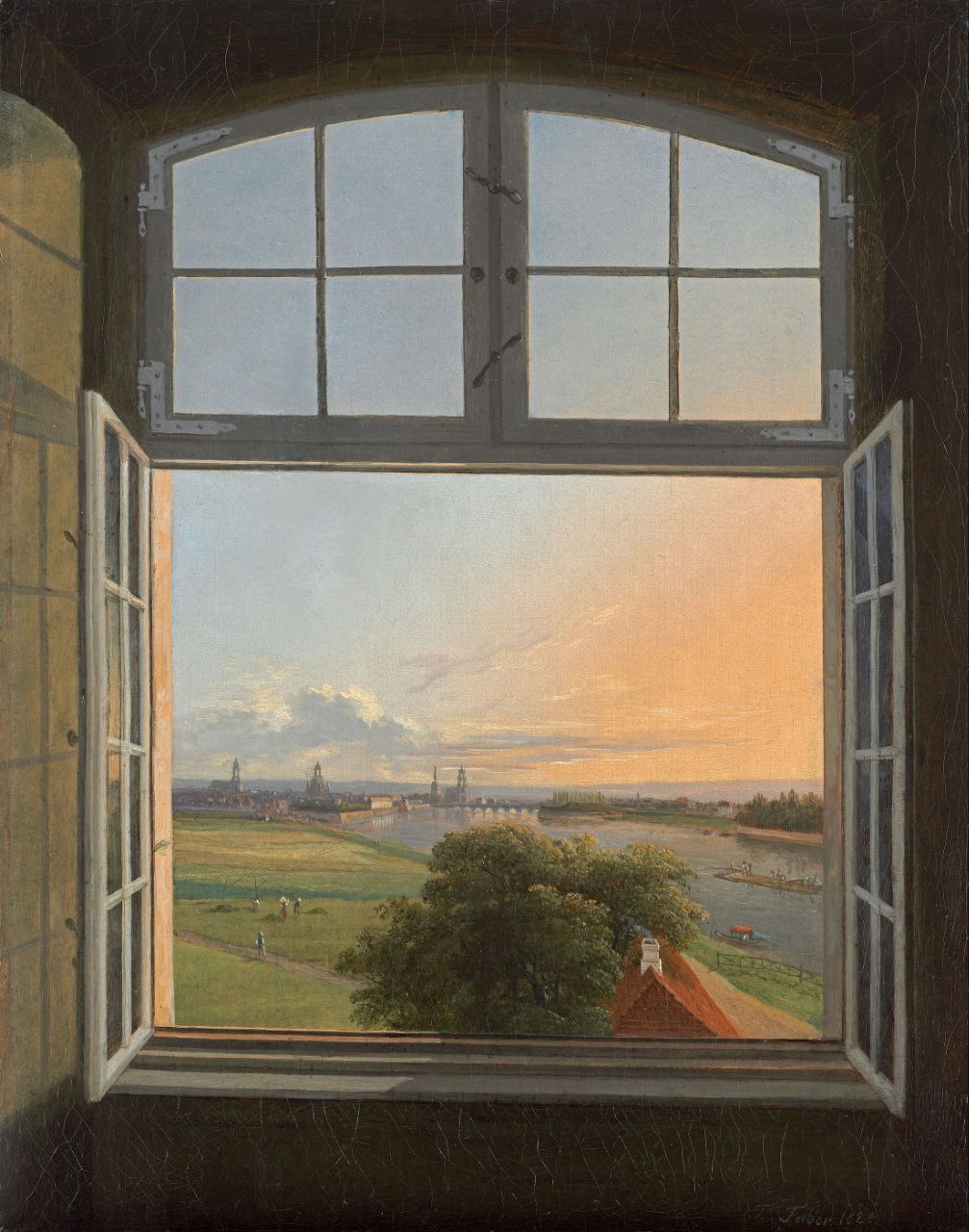 A View of Dresden by Traugott Faber, details of the painting, 1824.