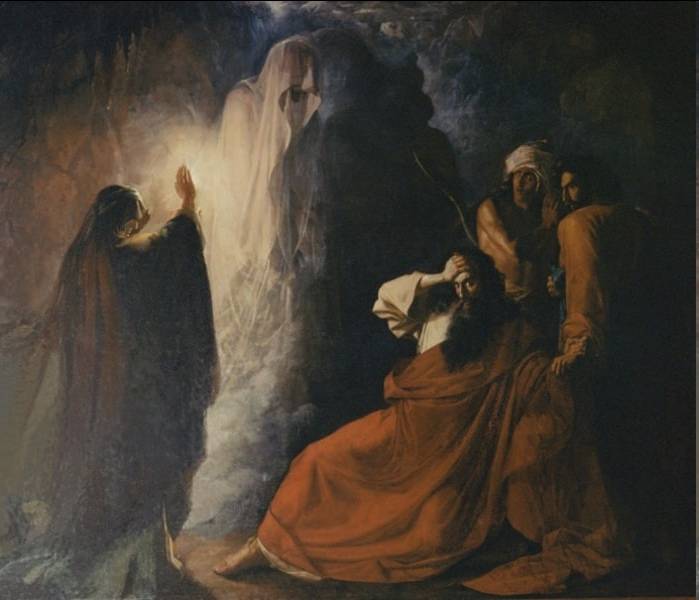 Dmitry Martynov. Aandorian sorceress summons the shadow of the prophet Samuel. 1857