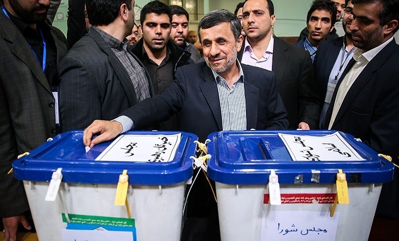 Mahmoud Ahmadinejad at the elections in 2016