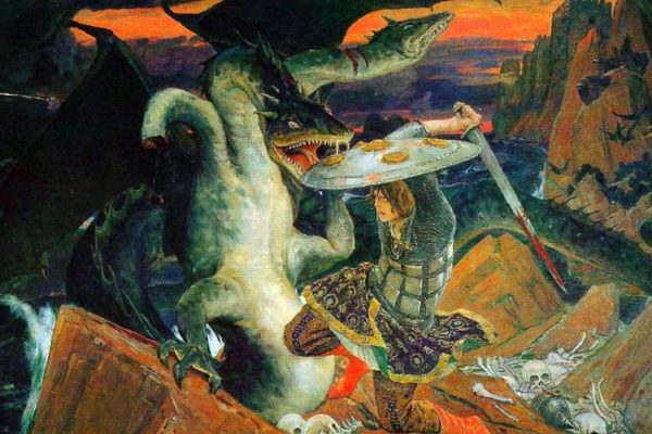 Ivan Tsarevich's battle with the three-headed sea serpent
