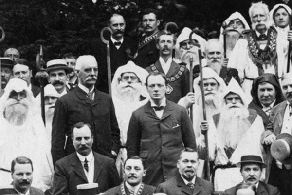 Winston Churchill (in the center) and druids. 1908