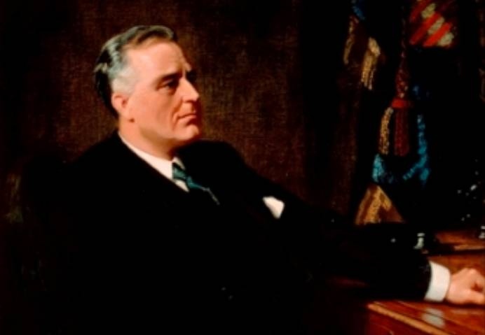 Portrait of President Roosevelt by Frank Salisbury (fragment), 1947.