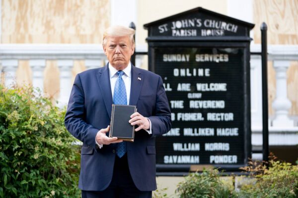 Image by (cc) The White House Donald Trump with a Bible near St. John's Church. Washington. June 1, 2020