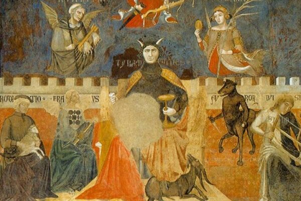 Ambrogio Lorenzetti. The Tyrant. Fragment of the fresco "The Allegory of Bad Government". 1337-1339