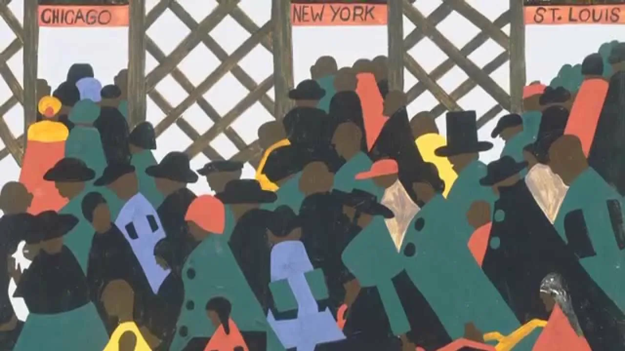 A painting from the Migration series by Jacob Lawrence, 1941