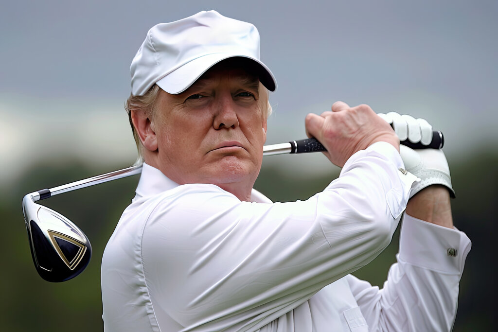 Trump with a golf club