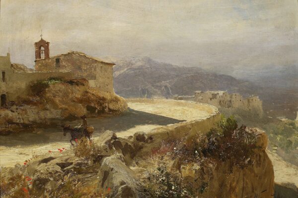 Italian landscape with a donkey