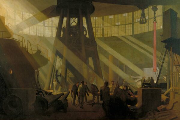 In the Gun Factory at Woolwich Arsenal by George Clausen. 1918