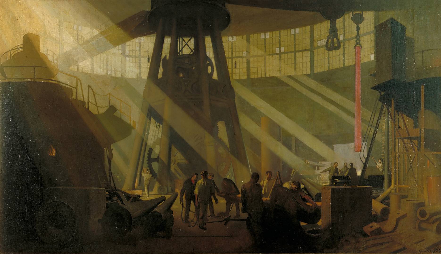 In the Gun Factory at Woolwich Arsenal by George Clausen. 1918